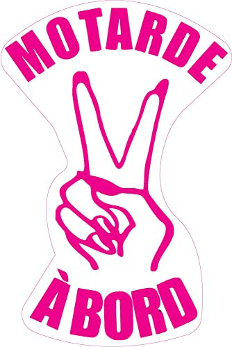 Autocollant Motarde à Bord main ongles moto sticker logo 3 - Taille : 15 cm - Couleur : rose
