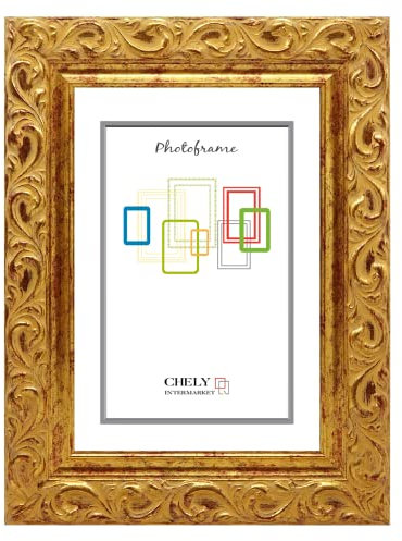 CHELY INTERMARKET | 25B3B | Marco de Fotos A3 (Dorado) MOD-201 Estilo Barroco. Ideal para fotografías, títulos universitarios y certificados. Perfil con Forma Floral con relieves.(1,20)