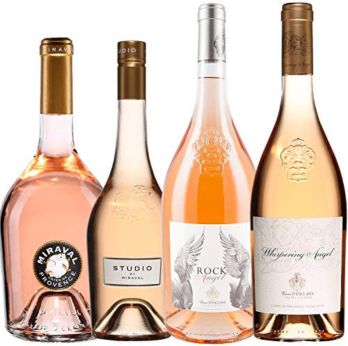 Best of Provence - Lot de 4 bouteilles - Miraval : Studio/Jolie-Pitt - Esclans : Rock Angel/Whispering Angel - Côtes de Provence Rosé 2021 (4 * 75cl)