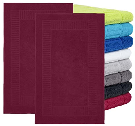 BaSaTex - 2er Pack Badvorleger für Dusche & Badewanne - Badematte Saugfähig & Schnelltrocknend in 60x90 cm - Aus 100% Baumwolle & 800 g/m² - Duschvorleger Öko-Tex Made in Green zertifiziert - Bordeaux