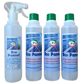 PIP Detergente per Pannelli Fotovoltaici Eco Pannel, Kit da 3pz x 500ml + Vapo, Ecologico Concentrato pari a 150 LT. P. Uso