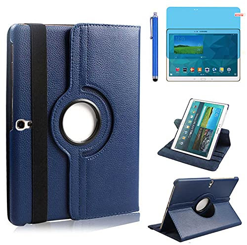 Custodia per Samsung Galaxy Tab S 10.5 pollici 2014 (SM-T800 SM-T805) - Rotazione di 360 gradi Custodia protettiva completa per supporto,Con Penna Stilo, Pellicola Per Schermo (Deep Blue)