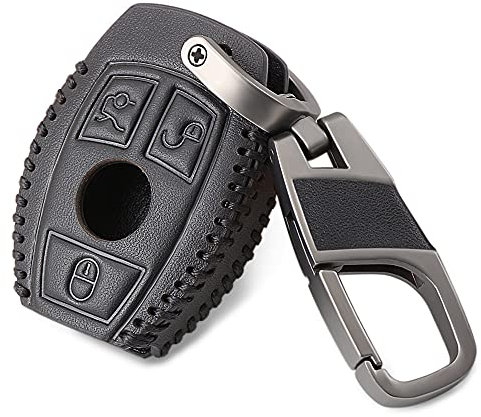 ontto Autoschlüssel Hülle für Mercedes A B C E S Klasse CLK ML W164 W211 W203 W245 A209 W204 W212?Fernbedienung Cover PU Leder Schlüsselhülle Schlüsselanhänger Schlüssel Schutz Etui 3 Taste-Schwarz