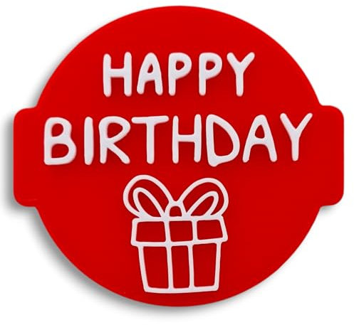 Happy Birthday Stamp Embosser 6cm for Icing, Fondant, Cupcake, Cake, Baking, Decoration, Made in UK 1066 Factory (Pattern 11)
