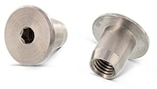 M12 x 18 mm Hülsenmuttern mit Flachkopf und Innensechskant - 50 Stück Edelstahl