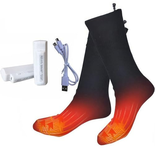 Baceyong, calcetines eléctricos con batería recargable, calcetines térmicos para ciclismo y viajes, unisex