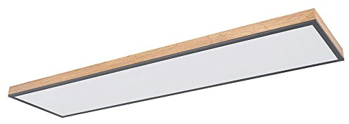 etc-shop LED Holzlampe Esszimmer Lampen Holzoptik LED Deckenleuchte rechteckig, MDF opal graphit modern, 1x LED 36W 2250Lm 3000K, HxLxB 6,5x120x30cm