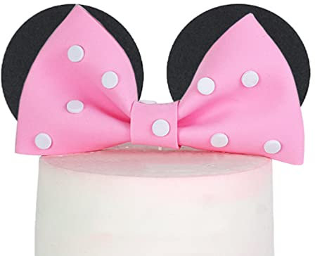 Minnie Mouse Cake Topper Bow and Ears for Birthday (New pink)