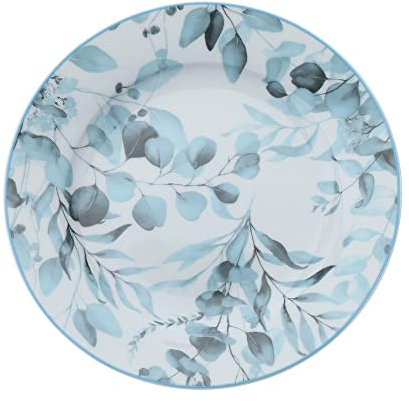 HERVIT Set due piatti dessert dolce bianco/blu in porcellana Botanic Ø19.5 cm