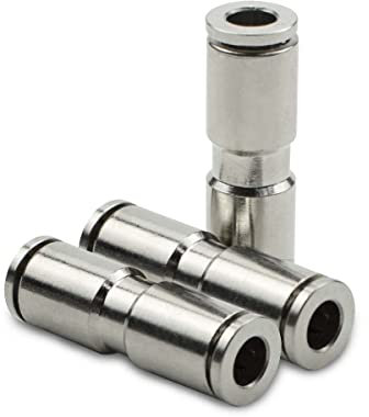 Bwintech 3 Stück 4mm Gerader Druck in Verbindung Pneumatische Fitting, 2-Wege vernickeltes Messing Quick Release PU Air Line Adapter
