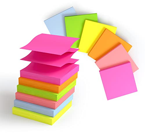 3 x 3 Pop Up Aufkleber, 6 leuchtende und Pastellfarben, Z-Form Füllaufkleber
