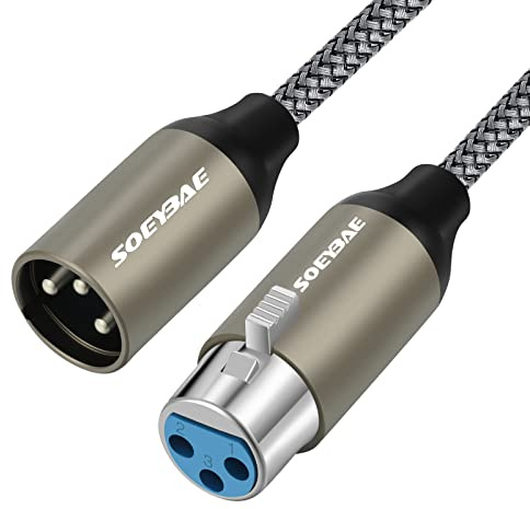 SOEYBAE 20M Stereo Mikrofonkabel XLR Stecker auf XLR Busche,Geflochtenes Signalverbindungskabel für Mikrofon, Verstärker, Mischpult oder Lautsprechersystem