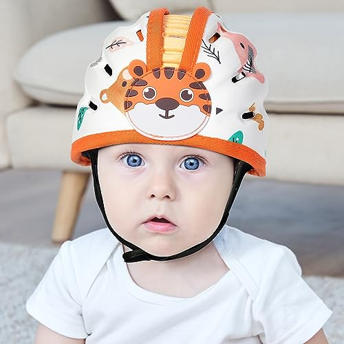 Orzbow Casque Bébé Anti Choc Protection avec Genouillères, Tigre Orange