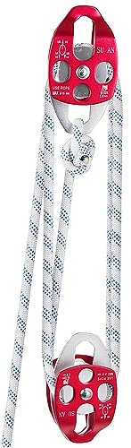 VEVOR Bloque de Doble Polea con Cuerda Trenzada 12mm x 46m Sistema de Escalada de Doble Polea Longitud de Rotura 7700 Libras 35 kn Alta Resistencia para Uso Interior y Exterior Deportes Aficionados