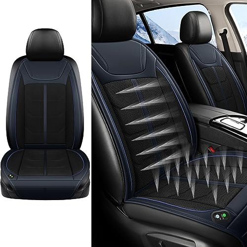 NAIRE Housse de Siège Réfrigération pour Tesla Model 3 Model S Model X,Ventilé Protection de siège Respirante 12V Cooler Coussin,A/BlackBlue-A/Single Block