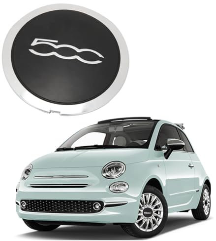 Mittlerer Radnabendeckel, Hitzebeständiger Radnaben-Mitteldeckel mit Chrom Verkleidung 68078419AC Auto Mittel Radkappen Ersatz für FIAT 500 (Chrom 500, Grauer Umrandung)