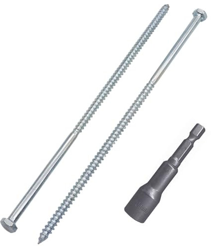 SKIR'CO (30 piezas) Tornillos para madera con cabeza hexagonal de acero galvanizado M6 x 200 mm, tirafondos DIN 571 (con punta hexagonal magnética)