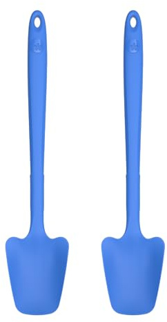 Kochblume Restelöffel M | Flexibles Silikon & Edelstahl | 25cm | BPA-frei, Hitzebeständig bis 260°C, Spülmaschinenfest | Ideal für Nutella, Marmelade, Babygerecht | Farbe: Blau, 2er Set