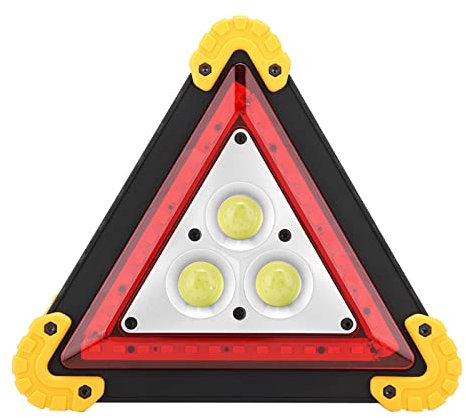 Panneau Triangulaire, Panneau D'arrêt Triangulaire D'urgence Multifonction 30 W avec Voyant D'avertissement LED Rouge, Panneau D'avertissement Triangulaire de sécurité pour