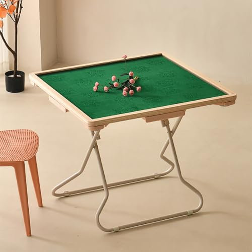 MegLob Table du Ménage Mahjong, Table De Cartes Multifonctionnelles Pliante, Table De Jeu De Conseil Domino Pliable De Style Chinois pour 4 Joueurs,Wood
