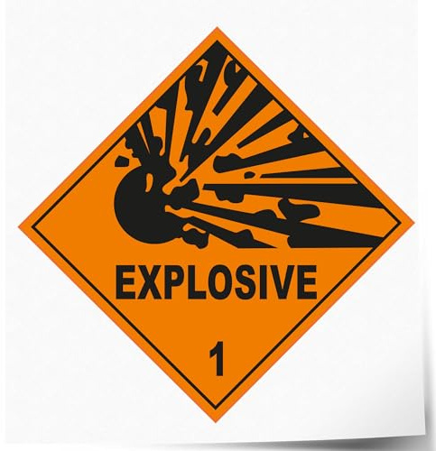 Indigos UG Aufkleber Explosive 1-200x200 mm - Hotel, Firma, Schutz, Kita, Arzt, Praxis, Wohnung - Sicherheit - Warnung