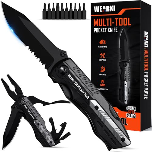 WEARXI Vatertagsgeschenk für Papa, Multitool Taschenmesser, Vatertag Geschenk, Klappmesser, Papa Geschenk, Geschenke zum Vatertag, Männertag Geschenke für Papa, Papa Geschenk Weihnachten