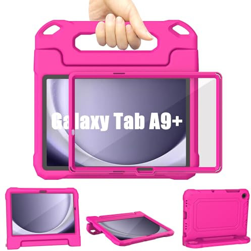 Cover Tablet Samsung Galaxy Tab A9 Plus Bambini 11 Pollici 2023 (SM-X210/X216/X218), TrendGate Cover Galaxy Tab A9+ Leggera Antiurto con Schermo Integrato e Supporto per Maniglia - Rosa