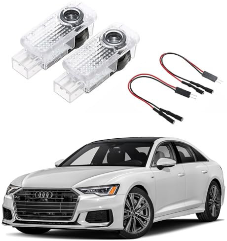 AutoQi Willkommenslicht für Audi A1 A2 A3 8P 8L 8V A4 A5 A6 A7 Q2 Q3 Q5 Q7 LED Projektor Quattro Logo Einstiegsbeleuchtung Laser Türlicht, 2 Stück Lampe