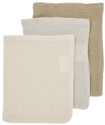 Meyco Waschhandschuhe 20x17cm - 3-Pack Waschlappen Soft Sand/Greige/Taupe | 100 % weiche Baumwolle - Pre Washed Musselin - Oeko Tex zertifiziert - saugfähig, hautfreundlich & schnelltrocknend