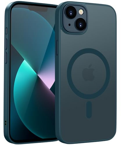 HGH Magnetisch Hülle für iPhone 13 6,1 Zoll Kompatibel mit MagSafe Kabellosem Laden, Durchscheinende Matt Handyhülle iPhone 13 Dünn Stoßfest Schutzhülle kameraschutz Case iPhone 13- Dunkel Blau
