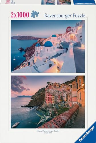 Ravensburger Puzzle - Farbenfrohe Häuser - 2X 1000 Teile Puzzle für Erwachsene und Kinder ab 14 Jahren