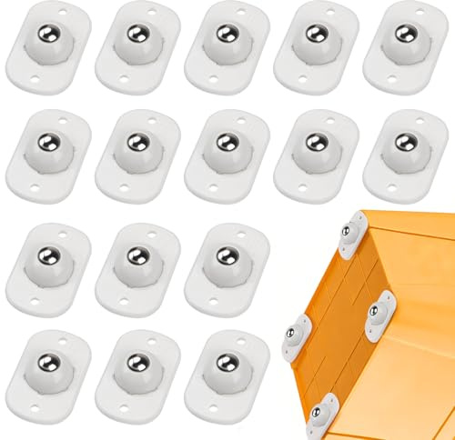 TRVL FIELDER Selbstklebende Mini-Rollen, Kugelrollen für Küchengeräte, 360° schwenkbare Universalrad-Rollen, Kleberolle für DIY, Mülleimer, Aufbewahrungsbox, Kleingeräte (16, Weiß)
