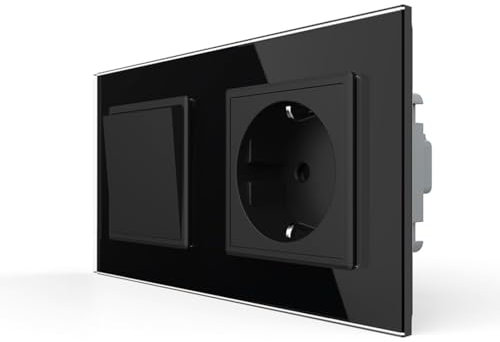 Livolo VL-C7-K1S-C1EU-12-A - Enchufe con interruptor de luz basculante, interruptor basculante, color negro