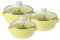 GRADENEVE 3Pcs Enamel Cooking Pot with Double Handles Multi Use Flat Bottom Soup Pot for Kitchen Nonstick Cookware for Soups Stews and More