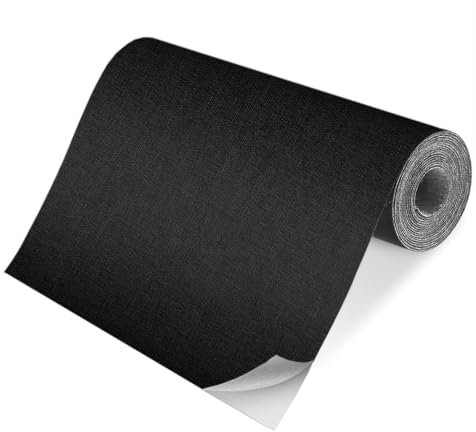 Flicken selbstklebend Stoff 20x150cm, Klebeflicken für Textilien Leinenstoff Reparatur Patches, Selbstklebende Stoffe für Autositze, Vorhang, Kopfteile, Möbel, Sofa (Schwarz)