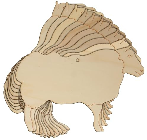 10 x Holz-Schaf stehende Schafe, Bastelformen, 3 mm, Sperrholz, Tiere, Landwirtschaft (10 x 15 cm, Loch oben mittig)