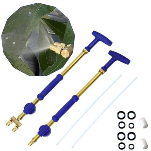 WSRRDRECVHi Spruzzatore manuale da giardino, spruzzatore manuale ad alta pressione con ugello regolabile, pompa a doppia testa in rame per giardino, prato, patio, cortile