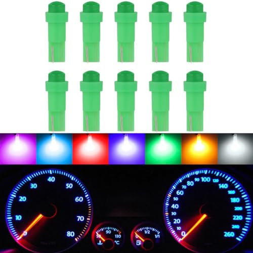 YXRRVING 10Pcs T5 LED Lights for Car Dashboard,T5 C0B Car Dashboard Light,DC 12V Led Bulb for Gauge Cluster Indicator Dashboard Instrument Panel Lights,LED Super Bright T5 C0B Car Dashboard Light
