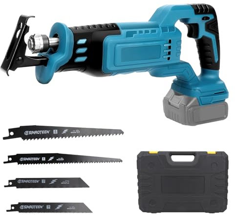 Sierra de sable con batería recargable compatible con batería de litio Makita de 18 V, 2800 spm, longitud de carrera de 26 mm, sin escobillas, sierra de recipro, con 4 hojas de sierra, 1 caja de