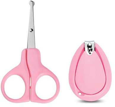WMUVAZA Tijeras para Uñas de bebé, 2 Piezas Cuidado de Bebe, Juego de Cuidado de Uñas para Bebés, Kit de Corta Uñas para Bebe, Tijera Infantil,Kit de Uñas de Bebé, Juego de Cuidado de Uñas para Bebés