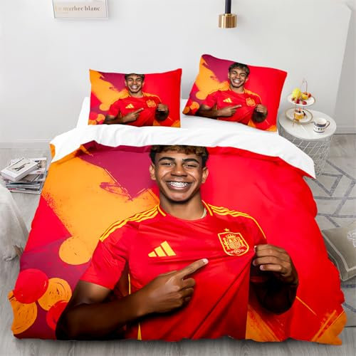 Yerkro Fußballer Barcelona Stürmer Fußballstar Bettwäsche Sets 135x200 für Baby Kinder Jungen Mädchen,Anime Cartoon Mikrofaser Bettwäsche Set 2 Teilig Bettbezug 135x200 Mit 1 Kissenbezug 80x80