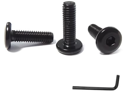 SHUNCHG 20 Pieces M6 x 40 Screws, Flat Head Screws M6 Hex Socket, Stainless Steel A2 V2A, Pan Head Screws Full Thread Black Oxide with 1 Hex Key