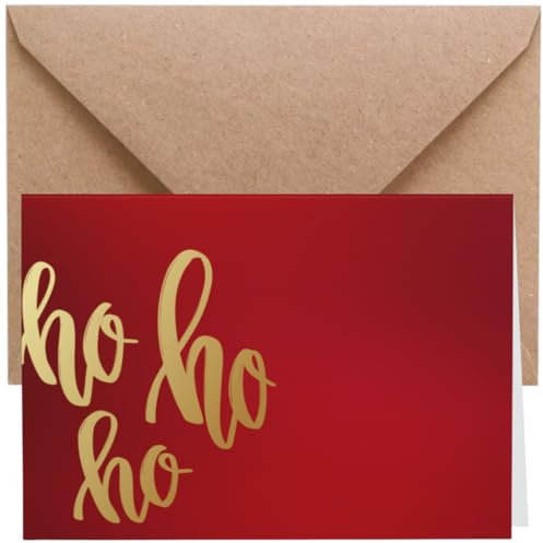 ZETTMANN® 20er Premium Weihnachtskarten mit Umschlag Set - 10 lustige Weihnachtskarten und 10 Umschläge I Weihnachtskarten klein (Hohoho)