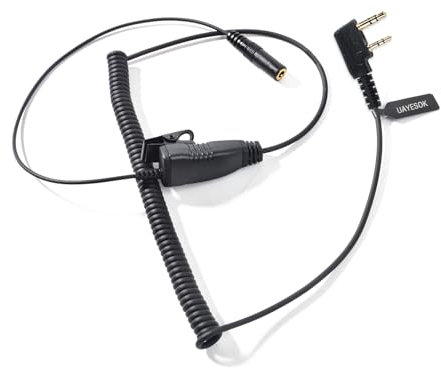 UAYESOK Walkie Talkie Headset Adapter, K 2 Pin zu 3.5mm Kopfhörer Funkgerät Audio Adapter mit PTT Mikrofon für Baofeng UV5R 888S UV82 Kenwood TK-3501 TK-3701 Quansheng Zweiwege Funk