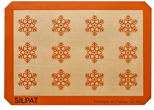 Silpat® #1 Original Antihaft-Backmatte, handgefertigt in Frankreich seit 1965 – von Weltklasse-Köchen vertraut – zertifizierte lebensmittelechte Silpat®-Technologie (Snowflake halbe Größe)