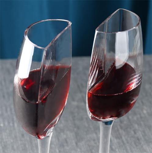Mezzo Bicchiere Di Vino, Divertenti Bicchieri da Vino Rosso, 140ML Bicchiere da Vino Tagliati a metà, Calici Vino Rosso Personalizzati, Half Wine Glass, Ideale per Gli Amanti del Vino (2 Pezzi)