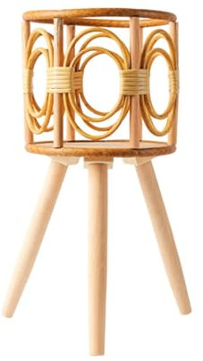 FewNvWa Rattan Korb Boden Pflanzer Blumen Behälter Display Blumentopf Korb Pflanzer Pflanz Korb mit Stand für Restaurant Bar Cafe, Mehrfarbig, Gesamthöhe 41 cm