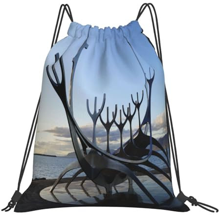 Sportrucksack Island Sonnenschiff Wikinger Reykjavik Skulptur Daypack Nachhaltig Rucksack Unisex Zuziehbeutel Für Kinder Urlaub Herren 36X42Cm