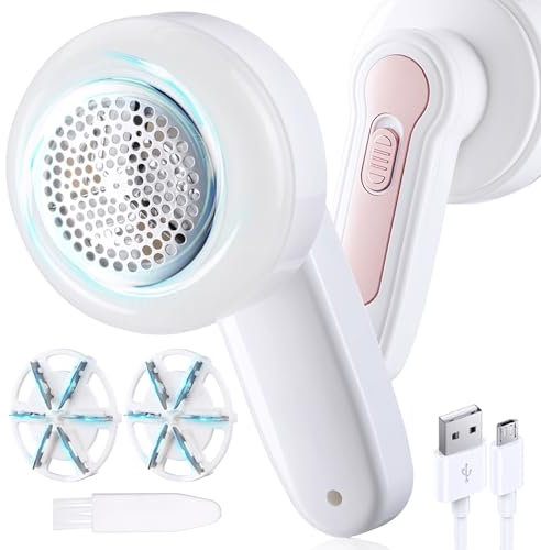 Quitapelusas Electrico, Quita Pelusas para Ropa con 3 Cuchillas & USB, Rápido Portátil Quita Bolas de la Ropa Recargable Maquina Quitar Bolitas Ropa Quitapelusas Ropa para Sueter/Abrigo de Lana/Manta
