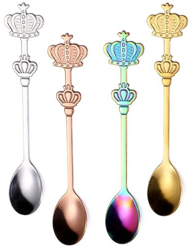 TPZORJX 4PCS Cucchiaini Da Caffè Particolari, cucchiaini da caffè,Cucchiaini Da Dolce, Cucchiaino, Cucchiaino Da Dessert In Acciaio Inossidabile Per Dessert, Caffè, Tè, Cocktail